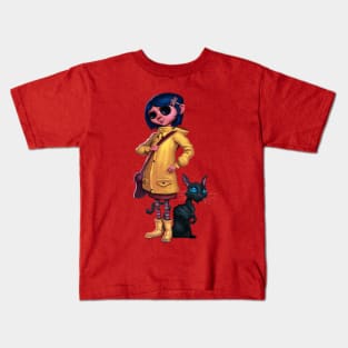 Coraline with Button eyes Kids T-Shirt